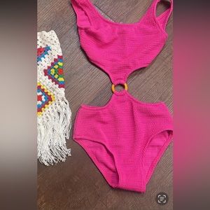 Nessi Byrd girls hot pink cut out one piece swimsuit. NWT.